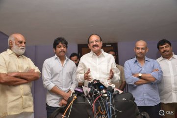 Venkaiah Naidu at Om Namo Venkatesaya Movie Special Show